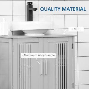 English Elm Kleankin Modern Under Sink Bathroom Cabinet - Stylish Gray Vanity With Adjustable Shelves & Doors W2225141464