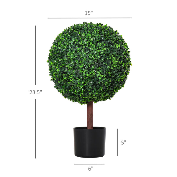 English Elm 23.5" Boxwood Topiary Ball Tree with Nursery Pot, Lifelike Faux Plant for Home, Patio & Garden Decor W2225141233