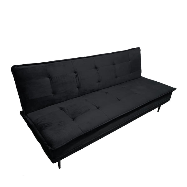 English Elm Gyuri Velvet 76" Upholstered Sofa Bed Black — 2-in-1 Convertible 3-Seater, Plush Sponge Comfort, Sturdy Metal Frame, Easy Assembly W2297142994
