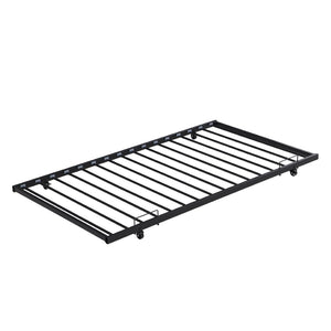 English Elm Daybed with Pull Out Trundle Matte Black Steel Frame for Kids or Guest Rooms W311128174