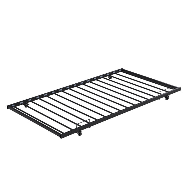 English Elm Daybed with Pull Out Trundle Matte Black Steel Frame for Kids or Guest Rooms W311128174