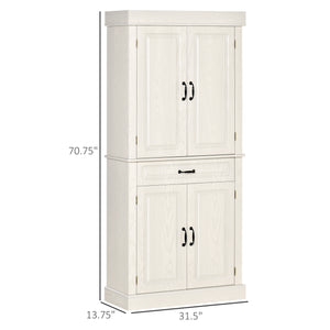 English Elm 71" Freestanding Pantry Cabinet with 4 Doors, Wide Drawer & Anti-Tip Design for Kitchen Storage W2225S00018