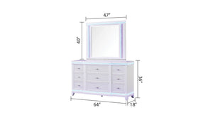 English Elm Opium Queen 4-Piece Bedroom Set: Glamorous Led-Accented Milky White Design For Luxe Comfort B009S01217-GIGA