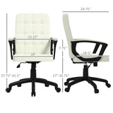 English Elm Fabric Office Chair, Computer Desk Chair, Swivel Task Chair With Arms, Adjustable Height, Swivel Wheels, Mid Back, Cream White