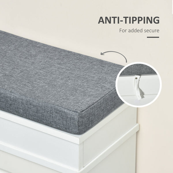 English Elm Modern Shoe Rack Bench with Cushioned Seat, 2 Drawers & Adjustable Shelves Holds 8 Pairs, White W2225141226