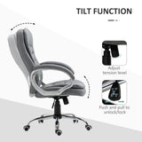 English Elm High Back Home Office Chair Executive Computer Chair With Adjustable Height, Upholstered Thick Padding Headrest and Armrest - Grey