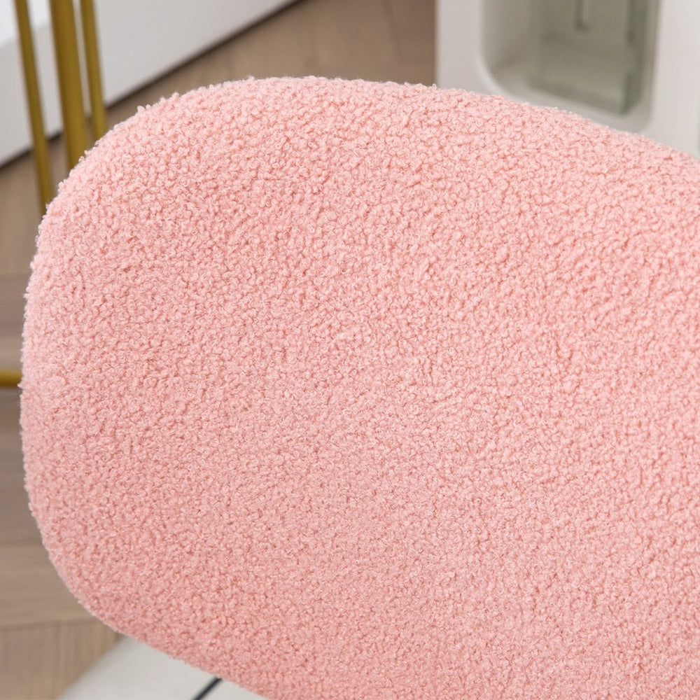 English Elm Cute Plush Fleece Armless Task Chair Foam Padded Swivel Seat for Vanity Desk W2225141240
