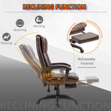 English Elm High Back Massage Office Chair With 6-Point Vibration, 5 Modes, Executive Chair, Pu Leather Swivel Chair With Reclining Back, and Retractable Footrest, Brown