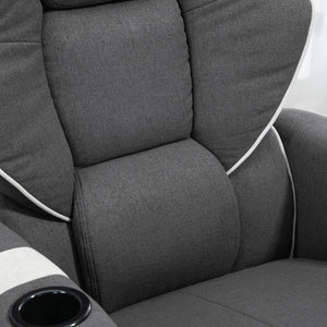 English Elm Manual Linen Recliner Swivel Chair with Footrest, 150° Recline, 360° Rotation, Dual Cup Holders, Black W2225141479