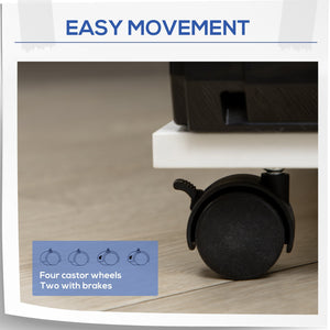 English Elm Mobile Printer Stand with Locking Casters, Adjustable Shelf, Drawer & CPU Holder — Compact White 27" W2225141487