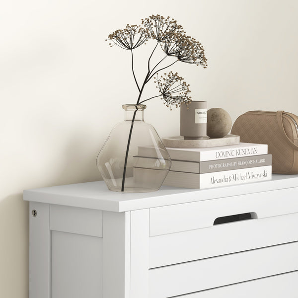 English Elm Narrow Shoe Cabinet with 3 Flip Drawers, Slim Louvered Entryway Organizer for 6 Pairs, White (96) W2225141229