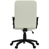 English Elm Fabric Office Chair, Computer Desk Chair, Swivel Task Chair With Arms, Adjustable Height, Swivel Wheels, Mid Back, Cream White