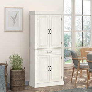 English Elm 71" Freestanding Pantry Cabinet with 4 Doors, Wide Drawer & Anti-Tip Design for Kitchen Storage W2225S00018