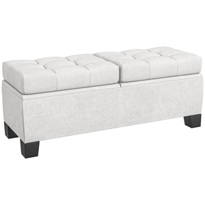 English Elm 46" Storage Ottoman Bench - Tufted Linen Seat with Steel Frame, Hidden Storage & 396lb Capacity W2225141462