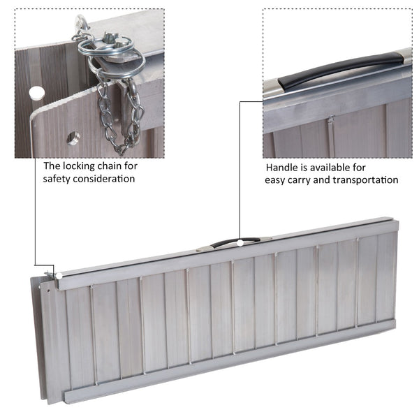 English Elm Wheelchair Ramp Folding Aluminum Alloy Bi-fold Design with Skid Proof Surface 600lb Capacity W2225141450
