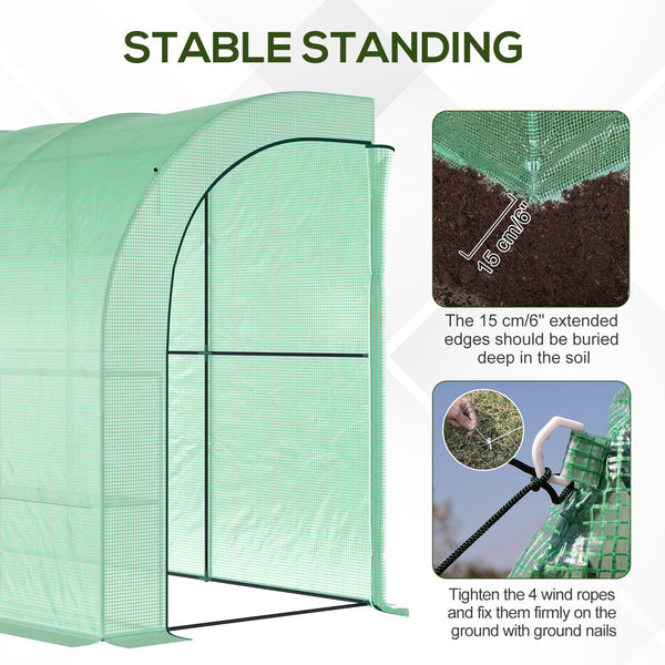 English Elm 10' Lean-To Greenhouse 10'x5'x7' Walk-In Plant Nursery with PE Cover, 2 Roll-Up Doors, 3 Shelves W2225141389