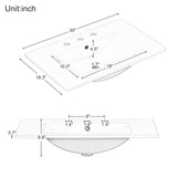 English Elm 30" Bathroom Vanity With Sink Top, Bathroom Vanity Cabinet With Door and Two Drawers, Solid Wood Frame, One Package, White