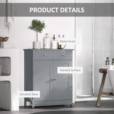 Kleankin Bathroom Floor Cabinet, Wooden with 2 Doors, 2 Drawers, Adjustable Shelf, Freestanding, Grey