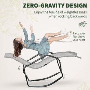 English Elm Rocking Steel Chaise Lounge Rocker for Sunbathing - Foldable Portable Outdoor Patio Recliner Gray W2225141502