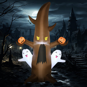 English Elm 5' Halloween Ghost Tree Inflatable with LED Pumpkins - Weatherproof Polyester Yard Decor, 5FT Fun W2225141486