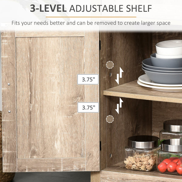 English Elm Farmhouse Barn-Door Sideboard Buffet Cabinet with Drawer, Adjustable Shelf, Rustic Industrial Storage Oak W2225141221