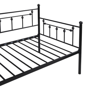 English Elm Daybed with Pull Out Trundle Matte Black Steel Frame for Kids or Guest Rooms W311128174