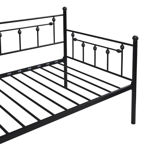 English Elm Daybed with Pull Out Trundle Matte Black Steel Frame for Kids or Guest Rooms W311128174