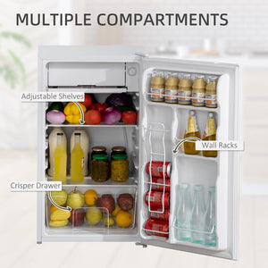 English Elm 3.2 Cu Ft Compact Mini Fridge with Freezer Adjustable Shelving for Dorm or Office W2225141452