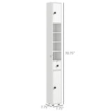 English Elm Kleankin 71" Tall Bathroom Storage Cabinet, Narrow Toilet Paper Cabinet With Open Shelves, 2 Door Cabinets, Adjustable Shelves For Kitchen, Hallway, Living Room, White