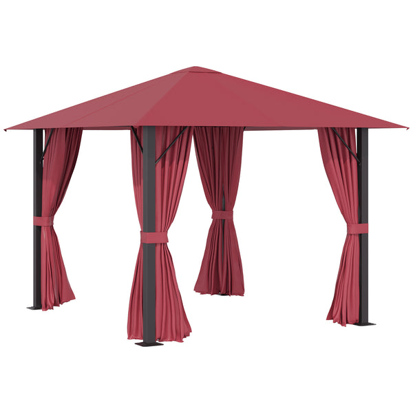 English Elm 10' Outdoor Retractable Pergola Canopy with Aluminum Frame, UV-Proof Fabric, Smooth Slide Rails for Patio Comfort Red W2225141445