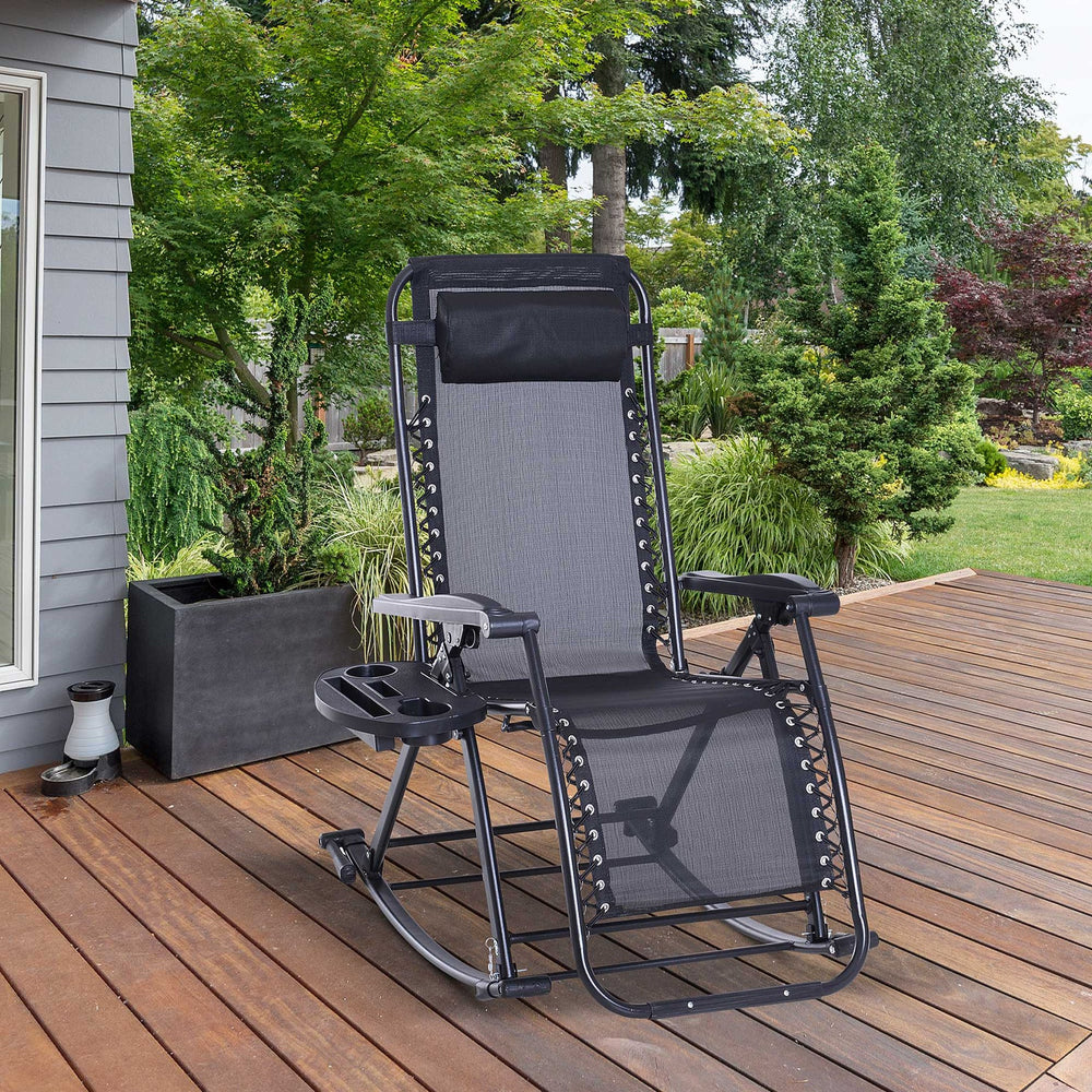 English Elm Outdoor Swing Glider Chair Steel Frame Patio Rocking Mesh Seat 330lb Capacity Weatherproof Comfort Black W2225141402