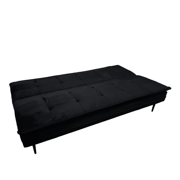 English Elm Gyuri Velvet 76" Upholstered Sofa Bed Black — 2-in-1 Convertible 3-Seater, Plush Sponge Comfort, Sturdy Metal Frame, Easy Assembly W2297142994