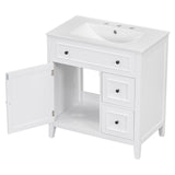 English Elm 30" Bathroom Vanity With Sink Top, Bathroom Vanity Cabinet With Door and Two Drawers, Solid Wood Frame, One Package, White