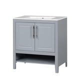 English Elm 30" Bathroom Vanity With Sink, Multi-Functional Bathroom Cabinet With Doors and Drawers, Solid Frame and Mdf Board, Grey