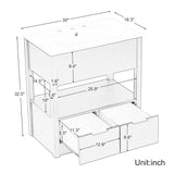 English Elm 30" Bathroom Vanity With Sink Top, Bathroom Cabinet With Open Storage Shelf and Two Drawers, One Package, Natural