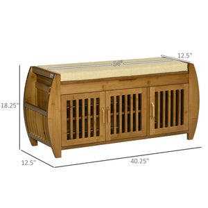 English Elm Shoe Bench With Hidden Storage, Bamboo Entryway Seating & Magazine Rack, Stylish & Functional Design W2225141227-GIGA