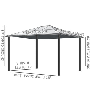 English Elm 10' X 12' Hardtop Gazebo With Uv-Blocking Roof, Aluminum Frame & Adjustable Curtains For Outdoor Bliss W2225S00002