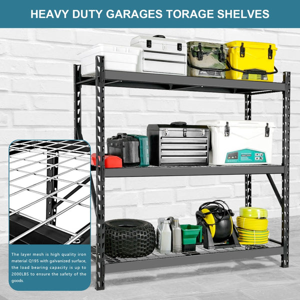 English Elm Garage Steel Mesh Shelving Unit 3 Tier Industrial Storage Rack with 6000 Lb Capacity ET309759BBB