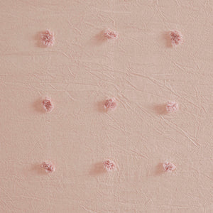 English Elm Brooklyn Cotton Yarn-Dyed Jacquard Pom Pom Shower Curtain 70x72 Soft Pink OEKO-TEX Chic Texture B035129340