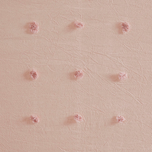 English Elm Brooklyn Cotton Yarn-Dyed Jacquard Pom Pom Shower Curtain 70x72 Soft Pink OEKO-TEX Chic Texture B035129340