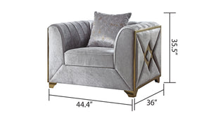 English Elm Velencia Velvet Modern Wood Accent Chair with Cushioned Seat and Stylish Contemporary Design, Luxe Comfort Silver G150109220