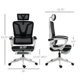 English Elm High Back Home Office Chair, Fabric Computer Desk Chair With Adjustable Headrest, Lumbar Support, Armrest, Foot Rest, Reclining Back, Black