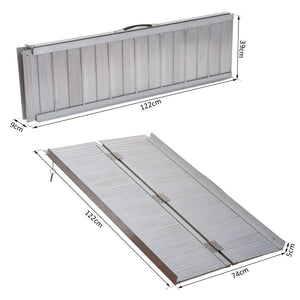 English Elm Wheelchair Ramp Folding Aluminum Alloy Bi-fold Design with Skid Proof Surface 600lb Capacity W2225141450