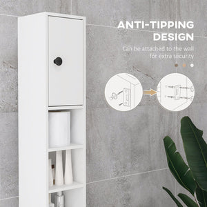 English Elm Kleankin Tall 71" Bathroom Storage Cabinet with Open Shelves, Anti-Tip Slim Organizer for Small Spaces White W2225141218