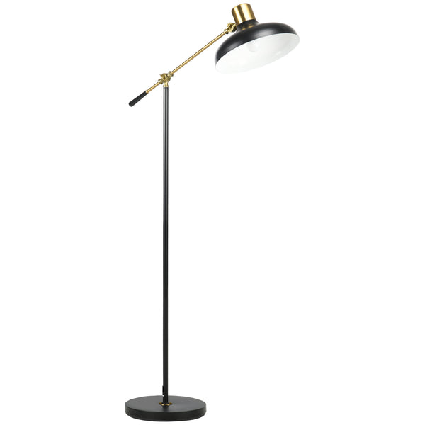 English Elm Adjustable Industrial Floor Lamp Black Gold – Rotatable Arm & Shade, Height Adjustable 48.8–65" W2225141496