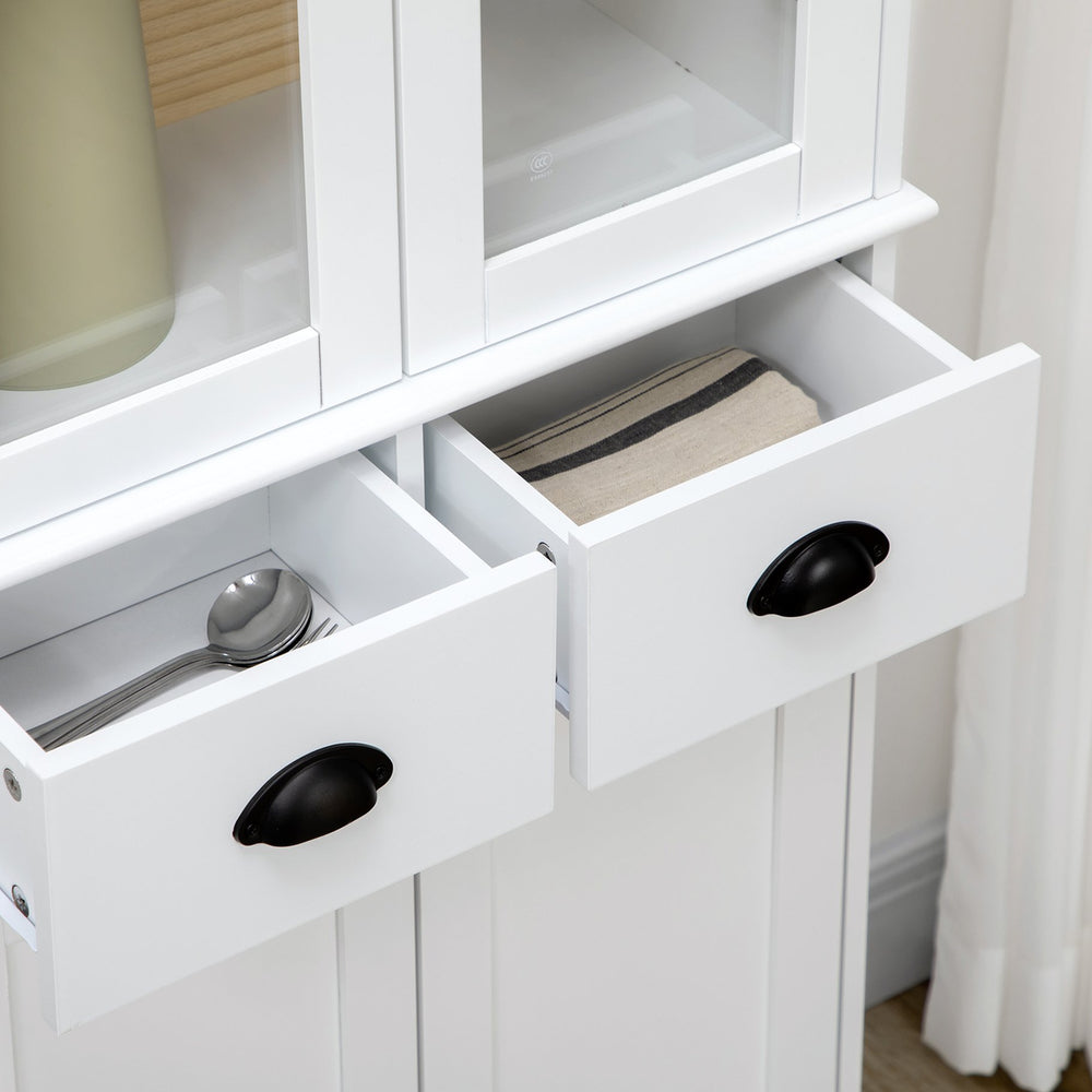 English Elm HOMCOM Traditional 61" Freestanding Kitchen Pantry Cabinet with 5 Adjustable Shelves, Soft-Close Doors, Drawers, White W2225141224