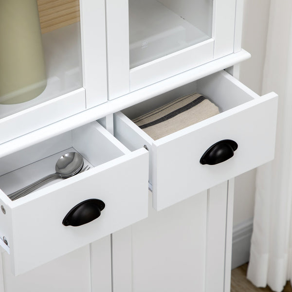 English Elm HOMCOM Traditional 61" Freestanding Kitchen Pantry Cabinet with 5 Adjustable Shelves, Soft-Close Doors, Drawers, White W2225141224