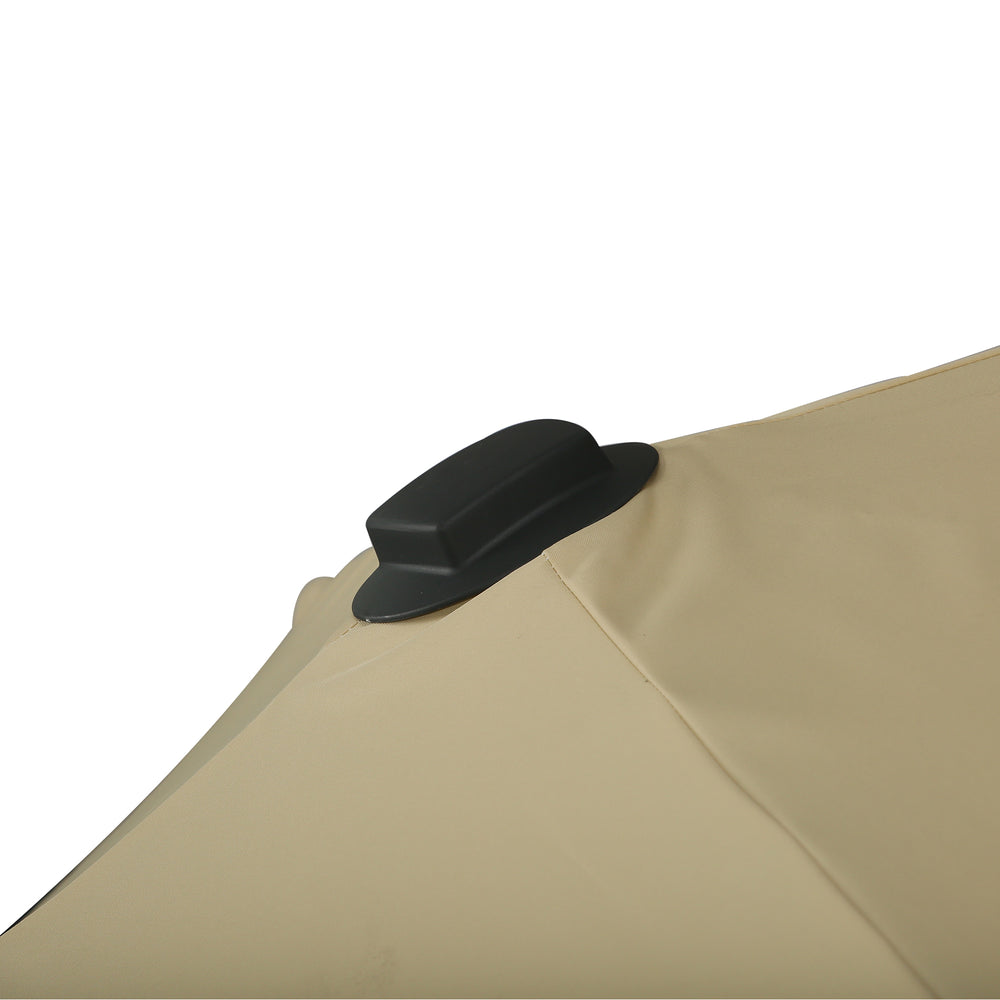 English Elm 10ft Offset Patio Umbrella with Crank & 360° Rotation, Square Cantilever Aluminum Frame, Water-Resistant Canopy Beige W2225141359