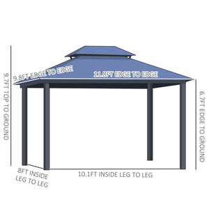 English Elm 10' X 12' Hardtop Gazebo Canopy - Durable Aluminum Frame, Double Roof, Netting & Curtains For Outdoors W2225S00001