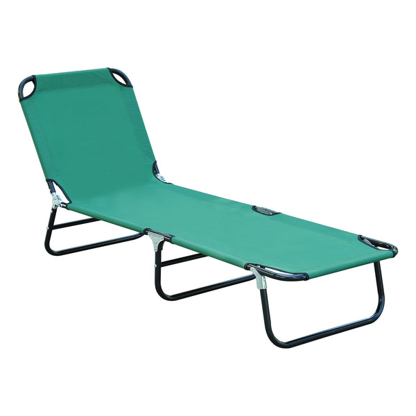 English Elm Foldable Aluminum Chaise Lounge with Padded Headrest, 5-Position Recline, Portable Beach & Patio Lounger Green W2225141505